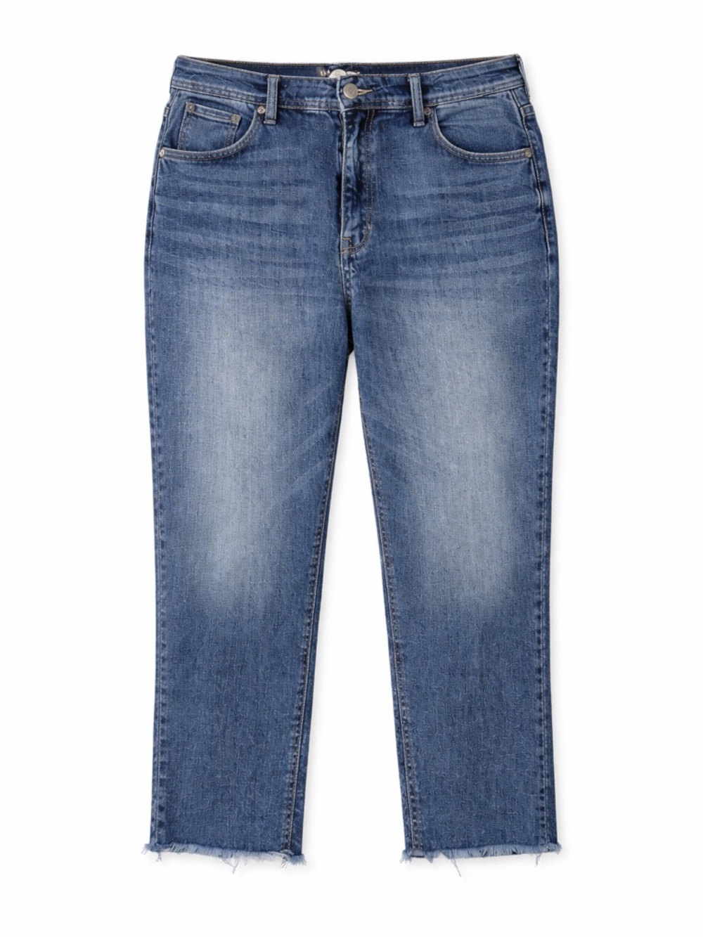 KanCan Cropped Jeans Raw Hem High Rise Straight Leg